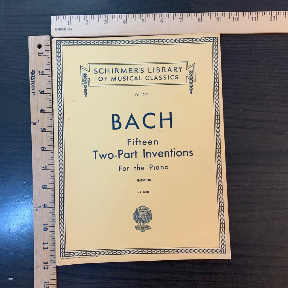 Bach Fifteen Two-Part Inventions Piano Sheet Music Schirmer Vol 1512 Busoni 1939